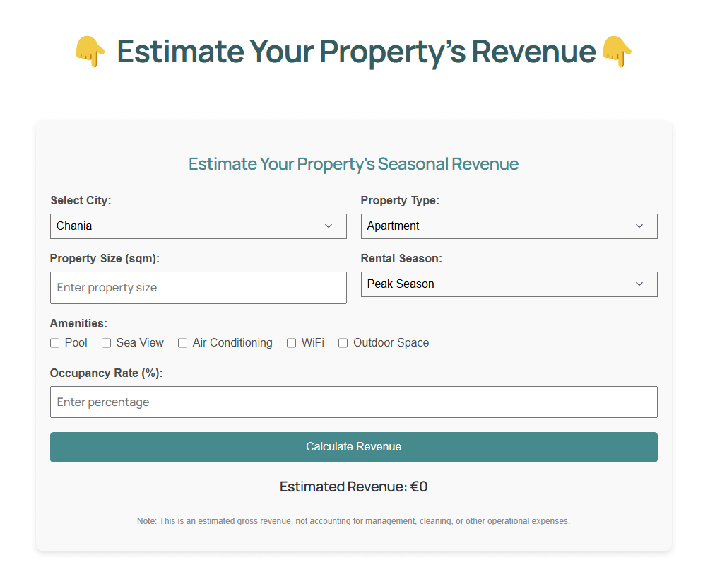 crete property revenue calculator